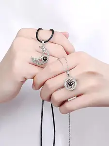 Yellow Chimes Silver-Plated Stone-Studded Pendant