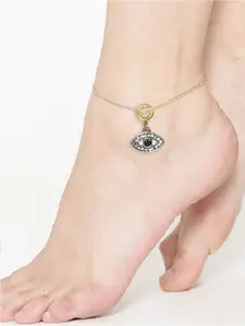 OOMPH Stone-Studded Evil Eye Charm Anklet