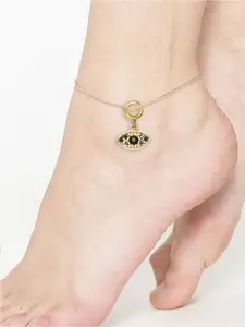 OOMPH Stone-Studded Evil Eye Charm Anklet