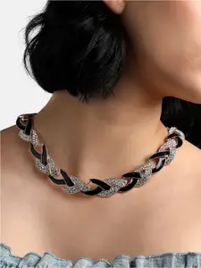 DressBerry Black Gold-Plated Crystal-Studded Twisted Necklace