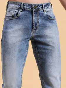 The Roadster Lifestyle Co. Men Blue Comfort Slim Fit Mid-Rise Heavy Fade Stretchable Jeans