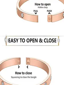 Shining Diva Fashion Crystals Rose Gold-Plated Bangle-Style Bracelet