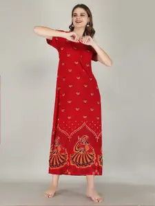 JVSP FASHION Ethnic Motifs Printed Maxi Nightdress