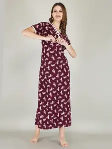 JVSP FASHION Floral Printed Maxi Nightdress