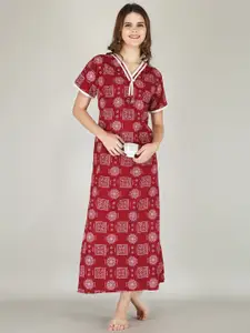 JVSP FASHION Ethnic Motifs Printed Maxi Everyday Nightdress