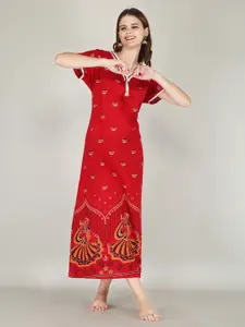 JVSP FASHION Ethnic Motifs Printed Maxi Everyday Nightdress