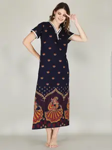 JVSP FASHION Ethnic Motifs Printed Maxi Everyday Nightdress
