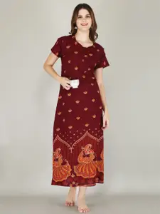 JVSP FASHION Ethnic Motifs Printed Maxi Everyday Nightdress
