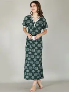 JVSP FASHION Ethnic Motifs Printed Maxi Everyday Nightdress