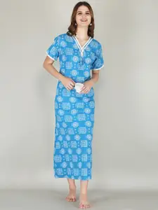 JVSP FASHION Ethnic Motifs Printed Maxi Everyday Nightdress