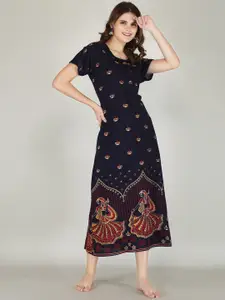 JVSP FASHION Ethnic Motifs Printed Maxi Nightdress