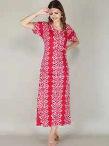 JVSP FASHION Ethnic Motifs Printed Maxi Everyday Nightdress