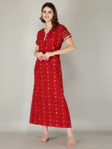 JVSP FASHION Ethnic Motifs Printed Maxi Nightdress
