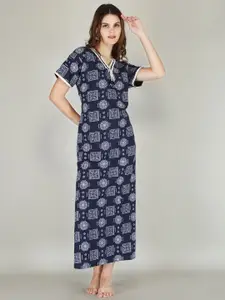 JVSP FASHION Ethnic Motifs Printed Maxi Nightdress
