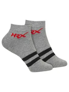 HRX by Hrithik Roshan Men Black & Grey Pack Of 4 Patterned Ankle Length Socks