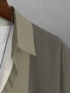 BULLMER Men Khaki Straight Colourblocked Casual Shirt