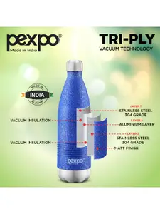 Pexpo Echodlx Blue ISI Certified Thermosteel Insulated Hot & Cold Flask Water Bottle-500ml