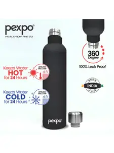 Pexpo Oreo Black ISI Certified Thermosteel Hot & Cold Flask Insulated Water Bottle 750ml