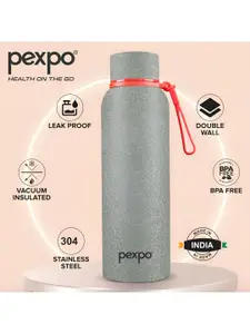 Pexpo Bravo Grey Printed ISI Certified Thermosteel Hot Flask Insulated Water Bottle 700ml