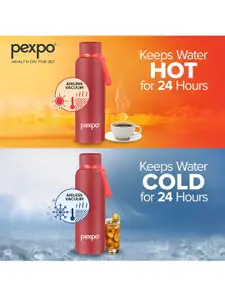 Pexpo Crimson Red BRAVO-ISI Certified Thermosteel Hot & Cold Flask Water Bottle 1L