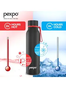 Pexpo Black BOSCO-Double Wall Thermosteel Hot & Cold flask Insulated Water Bottle 600ml
