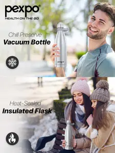Pexpo Evok Silver ISI Certified Thermosteel Hot & Cold Insulated Water Bottle 750ml