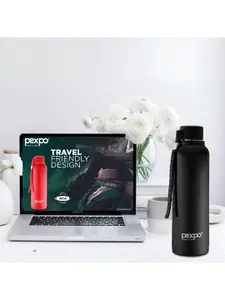 Pexpo Black 3 Pieces Stainless Steel Water Bottle-680ml Each