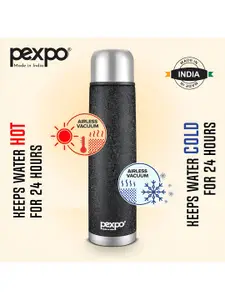 Pexpo Flexo Black 2 Pcs ISI Certified Thermosteel Hot & Cold Insulated Water Bottle 1L