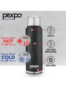 Pexpo Flamingo Black ISI Certified Thermosteel Flask Insulated Bag & Water Bottle 1500ml
