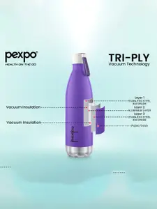 Pexpo Espresso Purple Thermosteel ISI Certified Hot Glossy Flask Water Bottle 980ml