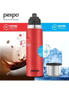 Pexpo Flippro Red Double Wall Thermosteel Insulated Hot & Cold Flask Water Bottle-730ml