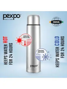 Pexpo Flexo Silver Toned 2 Pieces ISI Certified Thermosteel Silver Flask Water Bottle - 1L