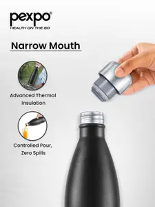 Pexpo Echodlx Black ISI Certified Thermosteel Hot and Cold Flask Water Bottle 980ml
