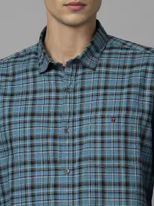 Louis Philippe Jeans Tartan Checks Spread Collar Slim Fit Cotton Casual Shirt