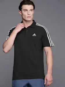 ADIDAS Men 3-Striped Pure Cotton Polo T-shirt