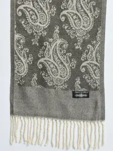HANDICRAFT PALACE Paisley Printed Tasselled Reversible Woven Wool Scarf
