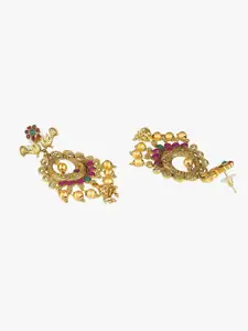 Adwitiya Collection 24CT Gold-Plated Stone-Studded Classic Drop Earrings