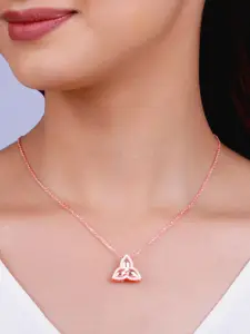 GIVA Sterling Silver Rose Gold Plated Pendant With Chain