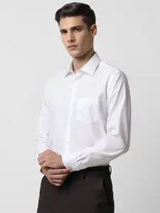 Van Heusen Self Design Textured Cotton Regular Fit Opaque Formal Shirt