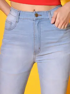 BAESD Women Skinny Fit High-Rise Clean Look Heavy Fade Cotton Jeans