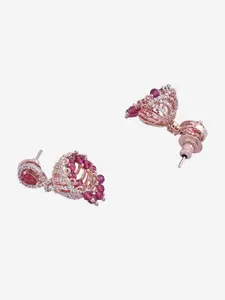 Kushal's Fashion Jewellery Rose Gold Plated Cubic Zirconia Jhumkas