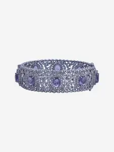 Kushal's Fashion Jewellery Rhodium-Plated Cubic Zirconia Studded Bangles