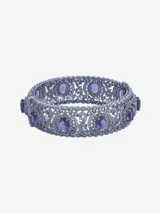Kushal's Fashion Jewellery Rhodium-Plated Zircon-Studded Bangle