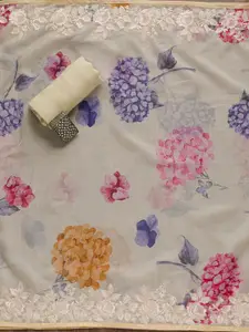 Koskii Ethnic Motifs Embroidered Thread Work Detailed Organza Unstitched Dress Material