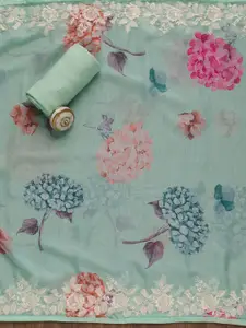 Koskii Ethnic Motifs Embroidered Organza Unstitched Dress Material