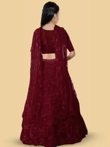 BAESD Girls Ethnic Motif Embroidered Net Lehenga & Blouse With Dupatta