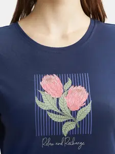 Jockey Printed Super Combed Cotton Curved Hem Styled Sleep Dress-RX44