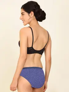 Aamarsh Self-Design Cotton Bra With Briefs