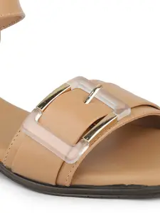 Inc 5 Buckle Embellished Open Toe Block Heels