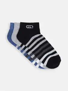 Ajile by Pantaloons Men Pack Of 3 Striped Ankle-Length Socks